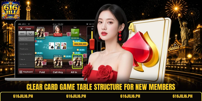 Clear card game table structure for new members