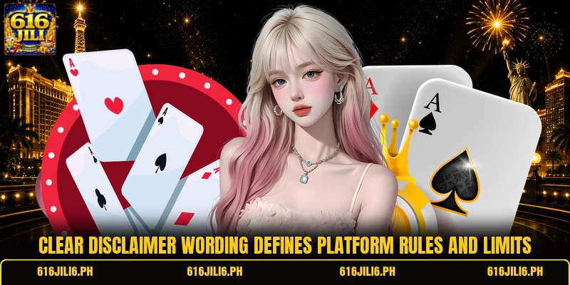 Clear disclaimer wording defines platform rules and limits