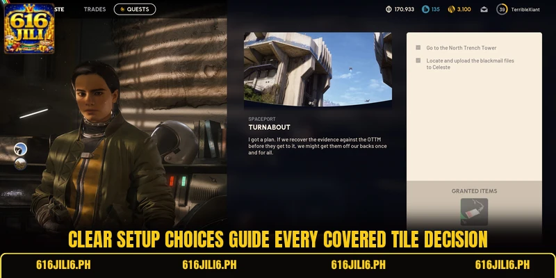 Clear setup choices guide every covered tile decision