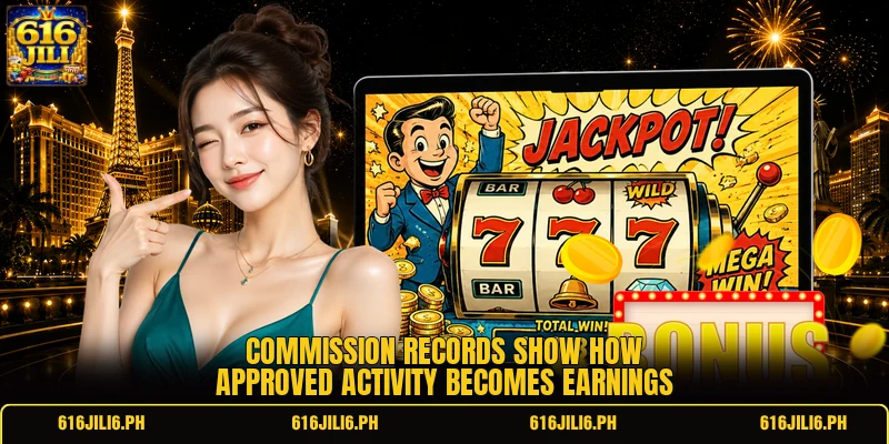 Commission records show how approved activity becomes earnings