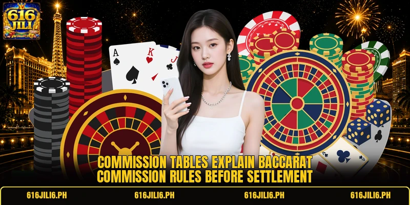 Commission tables explain baccarat commission rules before settlement