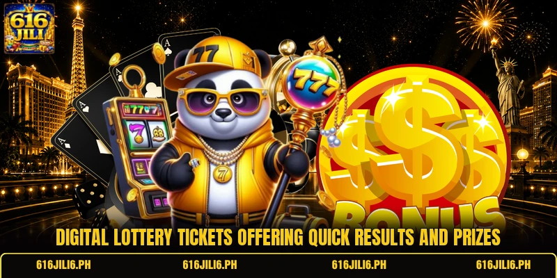 Digital lottery tickets offering quick results and prizes