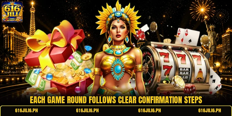 Each game round follows clear confirmation steps
